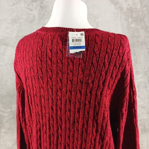 NWT KAREN SCOTT Christmas Sweater XL(16-18) Red Pullover Cable Knit 100% Cotton - Picture 7 of 11